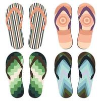 Set Strandschuhe. bunte Sommer-Flip-Flops auf weißem Hintergrund vektor