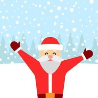hälsning kort med santa claus och faller snö. glad jul bakgrund. vektor illustration