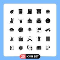 Stock Vector Icon Pack mit 25 Linienzeichen und Symbolen für Radmöbel, um den Schubladenversand zu bearbeiten, editierbare Vektordesignelemente