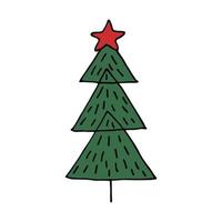jul träd hand dragen ClipArt. gran klotter. enda element för kort, skriva ut, webb, design, dekor vektor