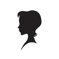 schwarze Abbildung eines Frauenkopfes aus der Seitenansicht. Spa- und Friseursalon-Logo-Vektorsilhouette. vektor