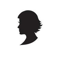 schwarze Abbildung eines Frauenkopfes aus der Seitenansicht. Spa- und Friseursalon-Logo-Vektorsilhouette. vektor