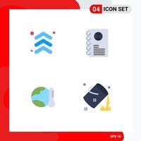 Lager Vektor Icon Pack mit 4 Zeilenzeichen und Symbolen für Pfeil Umgebung Richtung Film heiß editierbare Vektordesign-Elemente