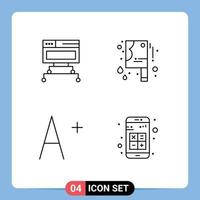 universelle Symbolsymbole Gruppe von 4 modernen Filledline-Flachfarben des Computers Datenbank hinzufügen Halloween-Metzgermesser-Apps editierbare Vektordesign-Elemente vektor