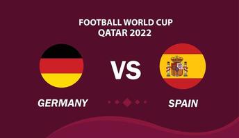 spanien vs deutschland 2022 match design element, gruppenphase symbol des fußballwettbewerbs auf burgunder hintergrund. Vektorsymbol vektor
