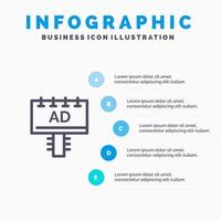 Werbetafel Werbeschild Liniensymbol mit 5 Schritten Präsentation Infografiken Hintergrund vektor