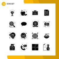 16 Icon Set Solid Style Icon Pack Glyphensymbole isoliert auf weißem Hintergrund für responsive Website, die kreativen schwarzen Icon-Vektorhintergrund entwirft vektor