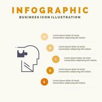 menschlicher logischer Verstand Rätsellösung festes Symbol Infografiken 5 Schritte Präsentationshintergrund vektor