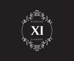 xi initialer brev bröllop monogram logotyper samling, hand dragen modern minimalistisk och blommig mallar för inbjudan kort, spara de datum, elegant identitet för restaurang, boutique, Kafé i vektor