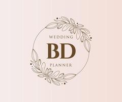 bd initialer brev bröllop monogram logotyper samling, hand dragen modern minimalistisk och blommig mallar för inbjudan kort, spara de datum, elegant identitet för restaurang, boutique, Kafé i vektor