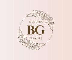 bg initialer brev bröllop monogram logotyper samling, hand dragen modern minimalistisk och blommig mallar för inbjudan kort, spara de datum, elegant identitet för restaurang, boutique, Kafé i vektor