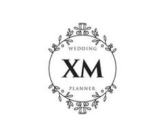 xm initialer brev bröllop monogram logotyper samling, hand dragen modern minimalistisk och blommig mallar för inbjudan kort, spara de datum, elegant identitet för restaurang, boutique, Kafé i vektor