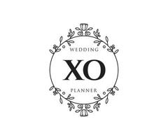 xo initials brief hochzeitsmonogramm logos sammlung, handgezeichnete moderne minimalistische und florale vorlagen für einladungskarten, save the date, elegante identität für restaurant, boutique, café im vektor