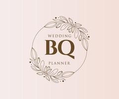 bq initialer brev bröllop monogram logotyper samling, hand dragen modern minimalistisk och blommig mallar för inbjudan kort, spara de datum, elegant identitet för restaurang, boutique, Kafé i vektor