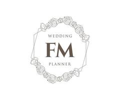 fm initialen brief hochzeitsmonogramm logos sammlung, handgezeichnete moderne minimalistische und florale vorlagen für einladungskarten, save the date, elegante identität für restaurant, boutique, café im vektor