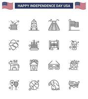 16 kreativ USA ikoner modern oberoende tecken och 4:e juli symboler av cowboy USA byggnad tacksägelse amerikan redigerbar USA dag vektor design element