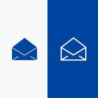 E-Mail-Nachricht offene Linie und Glyphe solides Symbol blaues Banner Linie und Glyphe solides Symbol blaues Banner vektor