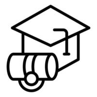 Graduierung Hut Symbol Umriss Vektor. online privat vektor