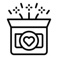 Super-Geschenkbox-Symbol-Umrissvektor. Liebe Herz vektor