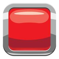 röd fyrkant knapp ikon, tecknad serie stil vektor