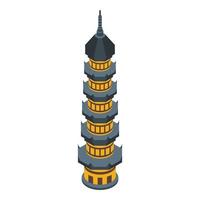 torn pagod ikon isometrisk vektor. kinesisk byggnad vektor