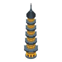 Turm Pagode Symbol isometrischer Vektor. chinesisches Gebäude vektor