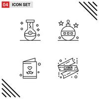 Stock Vector Icon Pack mit 4 Zeilenzeichen und Symbolen für Flaschenferien Halloween Ostern Vater editierbare Vektordesign-Elemente