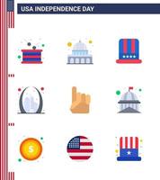 9 kreativ USA ikoner modern oberoende tecken och 4:e juli symboler av USA Port Wisconsin byggnad USA redigerbar USA dag vektor design element