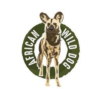 afrikansk vild hund vektor illustration, perfekt för tshirt design och vild liv vård fundament logotyp