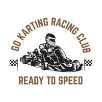 go kart racing vector illustration design im rero-stil, gut für event-logo auch t-shirt und rennteam-logo