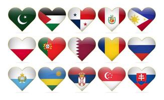 hjärta nationell flaggor av de värld design mall realistisk vektor
