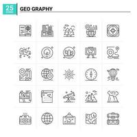 25 Geographie-Icon-Set Vektorhintergrund vektor