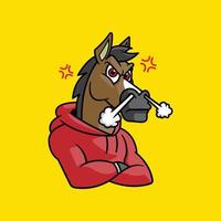 Wütendes Pferd mit rotem Hoodie vektor