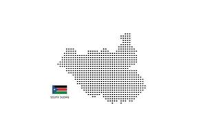 vektor fyrkant pixel prickad Karta av söder sudan isolerat på vit bakgrund med söder sudan flagga.