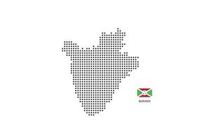 vektor fyrkant pixel prickad Karta av burundi isolerat på vit bakgrund med burundi flagga.
