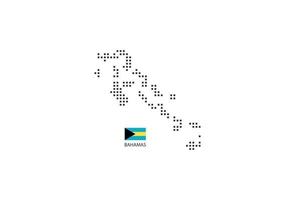 Vektor quadratische Pixel gepunktete Karte von Bahamas isoliert auf weißem Hintergrund mit Bahamas-Flagge.