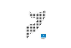 Vektor quadratische Pixel gepunktete Karte von Somalia isoliert auf weißem Hintergrund mit Somalia-Flagge.