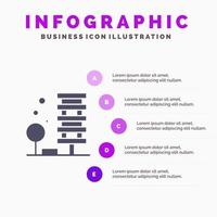 lantbruk arkitektur byggnad stad miljö fast ikon infographics 5 steg presentation bakgrund vektor