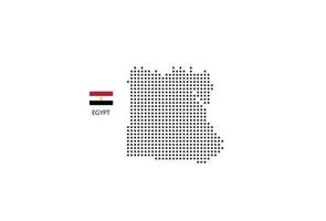 Vektor quadratische Pixel gepunktete Karte von Ägypten isoliert auf weißem Hintergrund mit Ägypten-Flagge.