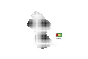 vektor fyrkant pixel prickad Karta av guyana isolerat på vit bakgrund med guyana flagga.