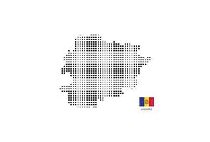 Vektor quadratische Pixel gepunktete Karte von Andorra isoliert auf weißem Hintergrund mit Türkei-Flagge.