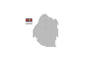 Vektor quadratische Pixel gepunktete Karte von eswatini isoliert auf weißem Hintergrund mit eswatini-Flagge.