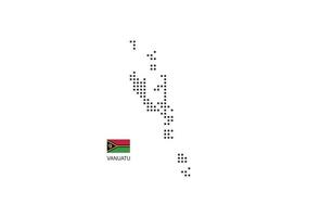 Vektorquadratische Pixel gepunktete Karte von Vanuatu isoliert auf weißem Hintergrund mit Vanuatu-Flagge. vektor