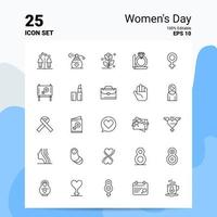 25 Womens Day Icon Set 100 bearbeitbare Eps 10 Dateien Business-Logo-Konzept-Ideen-Line-Icon-Design vektor