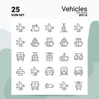 25 Fahrzeuge Icon Set 100 bearbeitbare Eps 10 Dateien Business Logo Konzept Ideen Linie Icon Design vektor