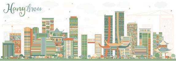 abstrakt hangzhou horisont med Färg byggnader. vektor