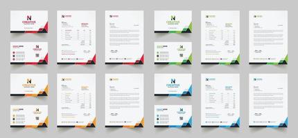 Corporate Branding Identity Design umfasst Visitenkarten, Rechnungen, Briefkopfdesigns und moderne Briefpapierpakete mit abstrakten Vorlagen vektor