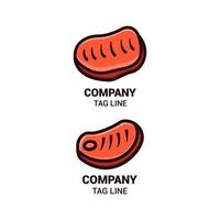 Logo-Designvektor für gegrilltes Steakfleisch