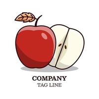 röd äpple frukt logotyp design med översikt vektor