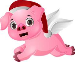bevingad gris bär söt tecknad serie santa hatt flygande vektor